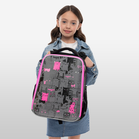 Ранец Berlingo Expert "Happy Cats" 37*28*16см, 2 отделения, 2 кармана RU-EX-1104