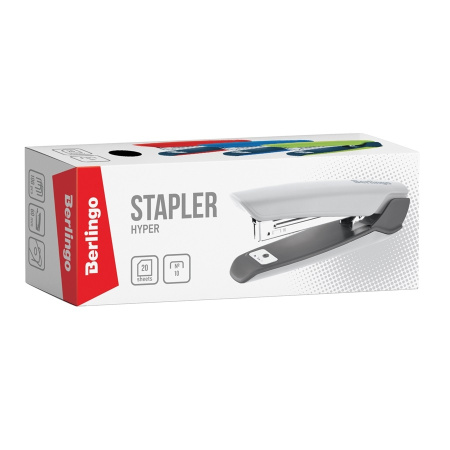 Степлер №10 BERLINGO "Hyper" на 20л. пластик, синий (KSn_25110)