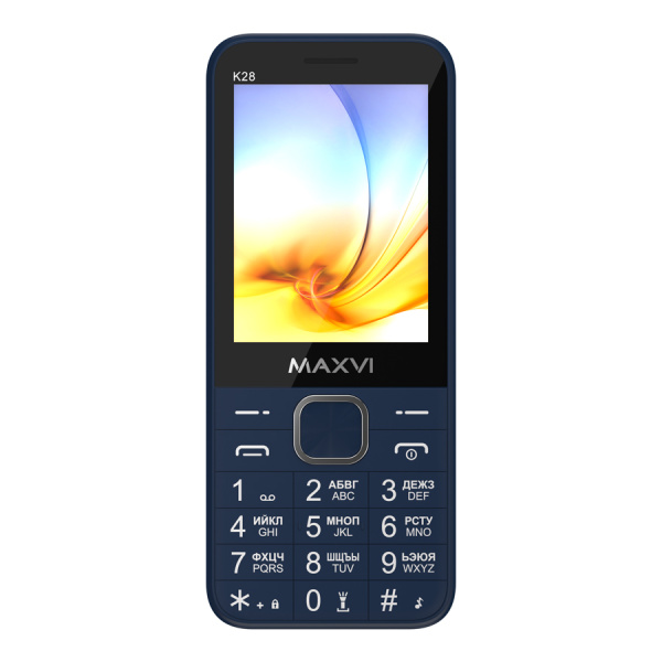 Сотовый Maxvi K28 Blue 2sim/2.8"/320*240/microSD/1.3МП/Bt/1500мАч/моноблок