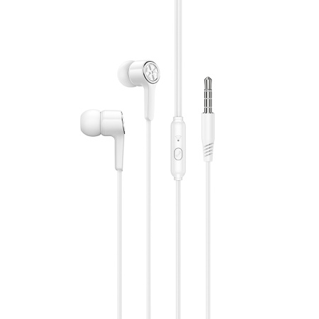 Гарнитура проводная HOCO M104 вставные, кнопка ответа, кабель 1.2м, белый