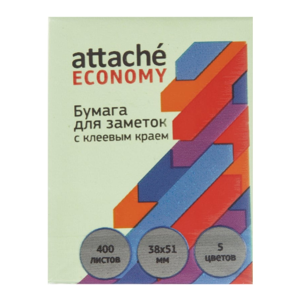 Блок самоклеящийся Attache 38*51мм. 400л. 5цв. (1408001)