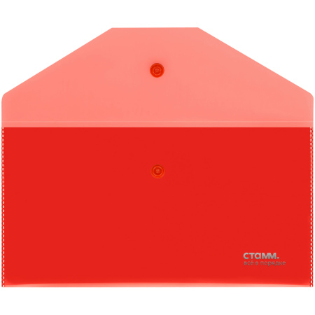 Папка-конверт на кнопке СТАММ С6, 180мкм, красная (ММ-31079)