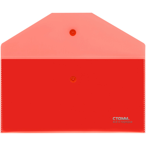 Папка-конверт на кнопке СТАММ С6, 180мкм, красная (ММ-31079)
