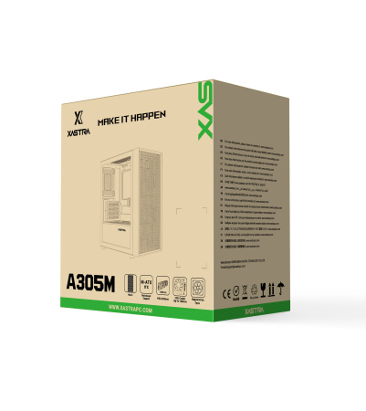 Корпус mATX Б_БП XASTRA A305M 3ARGB Black (USB3.0,Audio,TG,черный,1х120мм,2х140мм ARGB)[A305M-2FC14A-1FC12A-D]