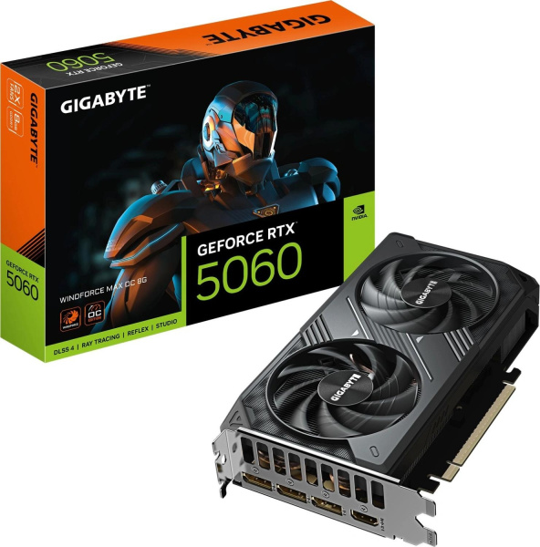 Видеокарта Gigabyte PCI-E 5.0 GV-N5060WF2MAX OCV2-8GD NVIDIA GeForce RTX 5060 8Gb 128bit GDDR7 2512/28000 HDMIx1 DPx3 HDCP Ret