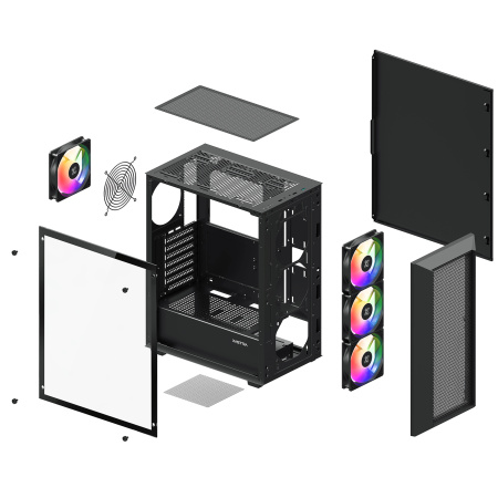 Корпус ATX Б_БП XASTRA A406 4ARGB Black (USB3.0,Audio,TG,черный,4х120мм ARGB)[A406-4FC12A]
