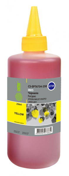 Чернила Cactus CS-EPT6734-250 (T6734) для Epson L800/L810/L850/L1800 Yellow 250 мл