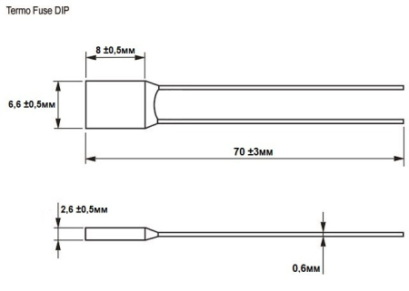 Термопредохранитель DIP, 115C,  5A, 250V, KLS KLS5-104-5A-115 (RH115)