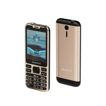 Сотовый Maxvi X10 Metallic gold 2sim/2.8"/320*240/microSD/0.3МП/Bt/1600мАч/моноблок