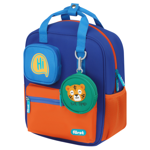 Рюкзак Först F-Kids "Hi, Tiger!" 30,5*25,5*12,5см, 1 отделение, 5 карманов, эргономичная спинка FT-KB-022401