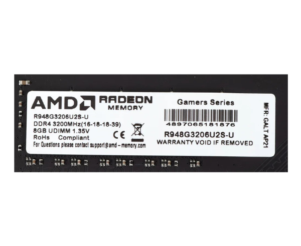 Модуль памяти DDR4 8Гб 3200МГц AMD Radeon R9 (R948G3206U2S-U) CL16
