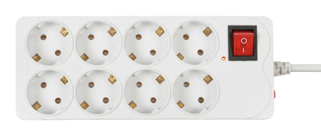 Сетевой фильтр  3.0м, 8 розеток Buro, 800SH-3-W , 10А, 2200Вт, с выключателем, белый, коробка