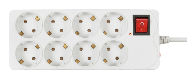 Сетевой фильтр  3.0м, 8 розеток Buro, 800SH-3-W , 10А, 2200Вт, с выключателем, белый, коробка