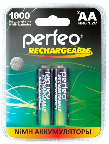 Аккумулятор Ni-MH AA Perfeo 1000mAh/1.2в блистер 2шт.