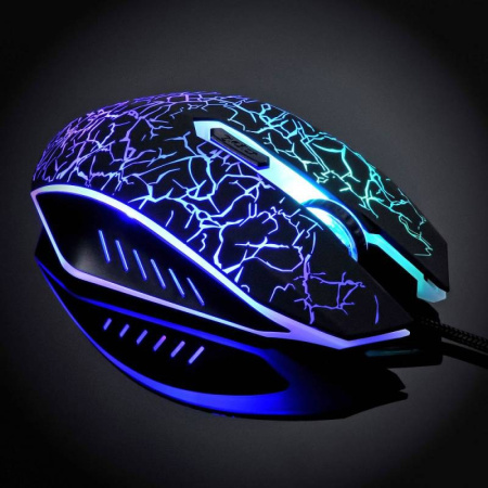 Игровая мышь USB Oklick 905G Invasion оптическая, 3200dpi, 5кн., подсветка, кабель 1.5м, Black