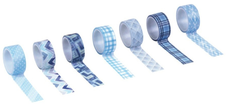 Клейкие ленты для декора ОТТЕНКИ СИНЕГО, 15мм*3м, 7цв, ОСТРОВ СОКРОВИЩ (661703)