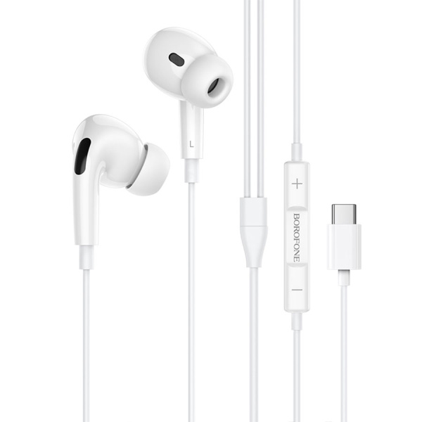 Гарнитура проводная BOROFONE BM30 Pro вставные, кабель 1.2м, белый, Type-C разъем