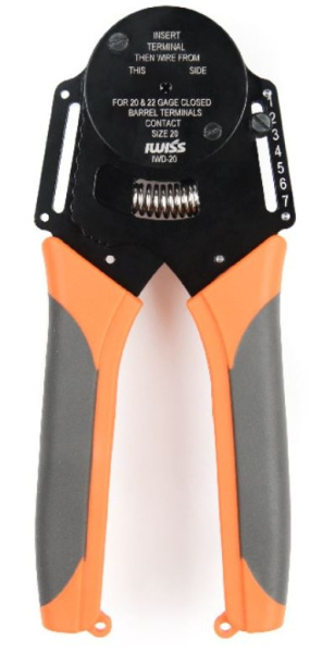 Кримпер Iwiss IWD-20, 0.35..0.5кв.мм, для клемм серии DT, DTM, DTP Deutsch с круглым обжатием