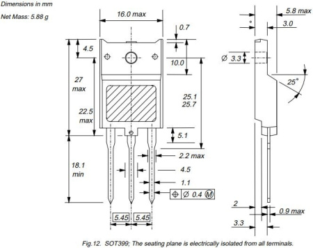 транзистор BJT BU4508DX 800V 8A NPN SOT399 45W