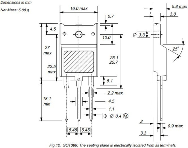 транзистор BJT BU4508DX 800V 8A NPN SOT399 45W