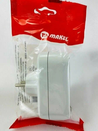 Сетевой электрический разветвитель 2розетки, 16А, белый, с землей, двойник, Makel Mimoza 10031