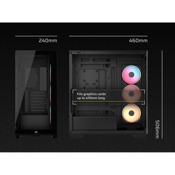 Корпус без блока питания/ Case Corsair 3500X LX-R RGB iCUE LINK, Midi-Tower, TG, 3x120mm ARGB, 2xUSB-A 3.2, 1xUSB 3.2 Type-C, E-ATX, ATX, mATX, mITX Black