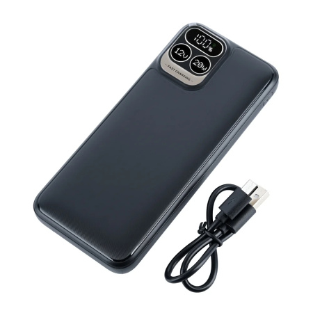 Аккумулятор внешний 10000_mAh Perfeo Powerbank Atomic Age LED/PD + QC 3.0/Type-C/2 USB/Выход: 5A/Black