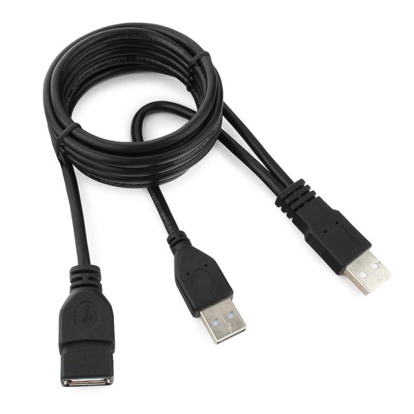 Кабель удлинительный USB2.0 Am-Af  1.8м Cablexpert (CCP-USB22-AMAF-6), экран, черный