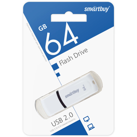 Флеш-накопитель USB2.0 64GB SmartBuy Paean (SB64GBPN-W) белый