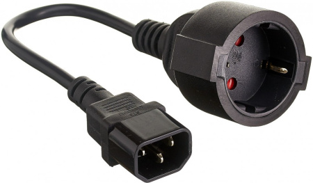 Кабель-переходник (UPS->розетка) ExeGate Power EC-30P (C14->Евророзетка) VDE-250V-3*0.75-CU, 0.15м