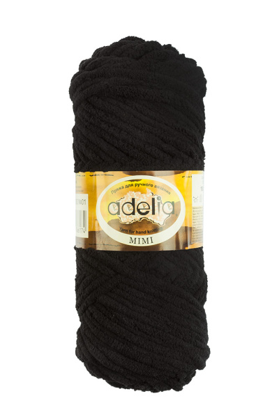 Пряжа ADELIA "MIMI" 100% полиэстер 1 шт. х 100 г 80 м ± 4 №01 ЧЕРНЫЙ