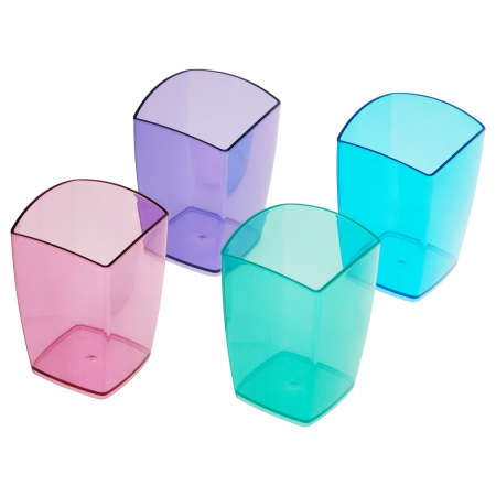 Стакан для ручек СТАММ "Тропик" квадратная, пастельные цвета (ПС-30876)