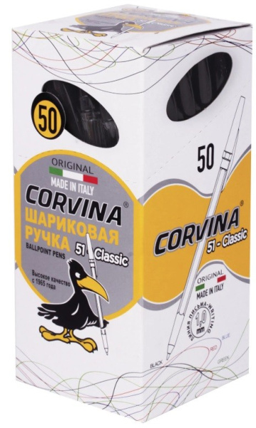 Ручка шариковая Cоrvina 51 чёрная 1мм (40163/01)