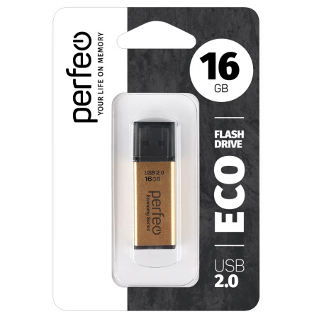 Флеш-накопитель USB2.0 16Gb Perfeo E03 (PF-E03Gl016ES) золотой