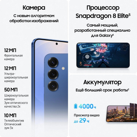 Смартфон Samsung SM-S931B Galaxy S25 128Gb 12Gb синий моноблок 3G 4G 2Sim 6.2" 1080x2340 Android 15 50Mpix 802.11 a/b/g/n/ac/ax/be NFC GPS GSM900/1800 GSM1900 Protect