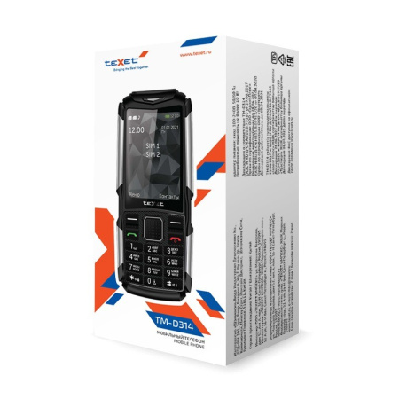 Сотовый Texet TM-D314 Black 2sim/2.8"/320*240/microSD/Bt/2500мАч/моноблок