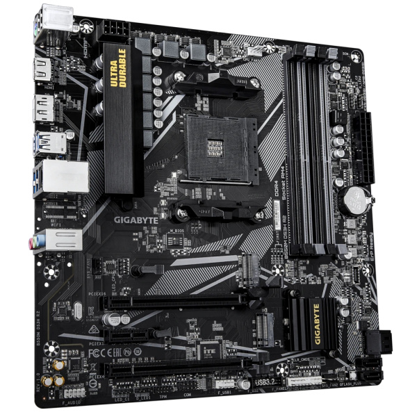 Мат.плата SocAM4 AMD B550 Gigabyte B550M DS3H R2 (mATX,4DDR4,2M.2,2PCI-16,PCI-E,DP,HDMI,PC4000)