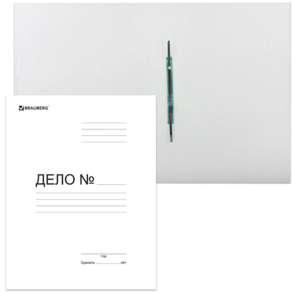 Скоросшиватель ДЕЛО BRAUBERG 300г/м2, немелованный, белый (122736)