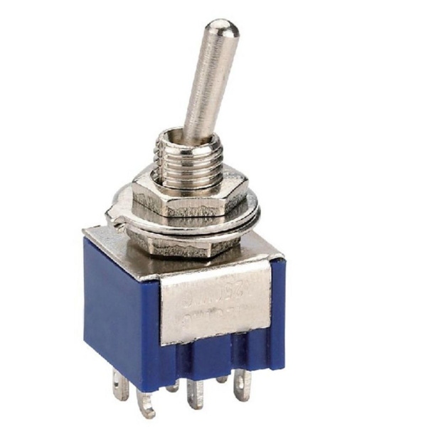 Переключатель тумблерный ON-OFF-ON, DPDT, 13.2*12.7мм М6, AC 250в, 3а, MTS-203