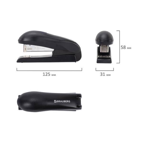 Степлер №24/6 BRAUBERG "UNIVERSAL" на 30л. черный (272716)