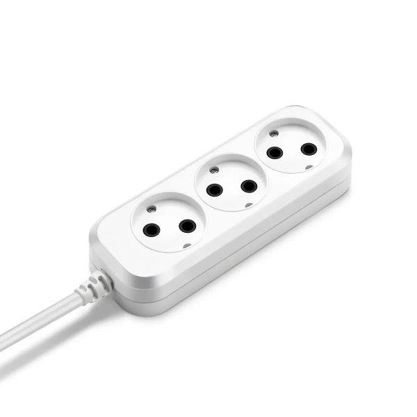 Сетевой удлинитель  3.0м, 3 розетки Buro, BU-PSL3.3/W, 1500Вт, б/з, белый, пакет