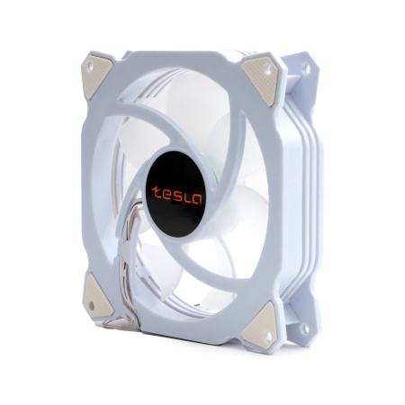 Кулер в корпус 120x120x25 TESLA RGB120 RW (hydrodynamic/1200rpm/3pin+molex,белый,FRGB)[TSL-120-RW]