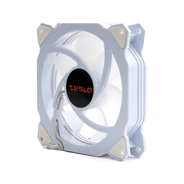 Кулер в корпус 120x120x25 TESLA RGB120 RW (hydrodynamic/1200rpm/3pin+molex,белый,FRGB)[TSL-120-RW]