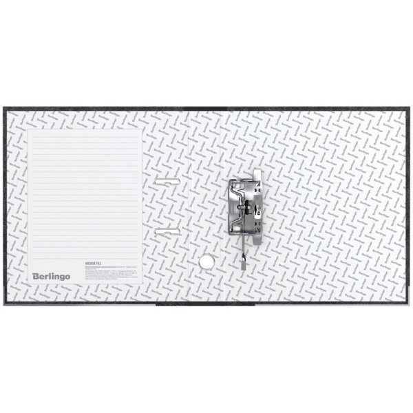 Папка-регистратор 50мм. BERLINGO мрамор, нижний метал. кант, черная (AM4810)