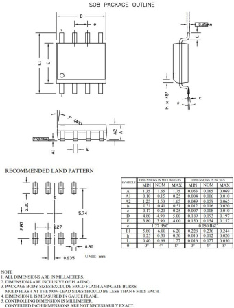 транзистор FET AO4912, 30V, 8.5A+7A, Asymmetric Dual N-ch, 2W+2W, 17mOhom+26mOhm, SO8