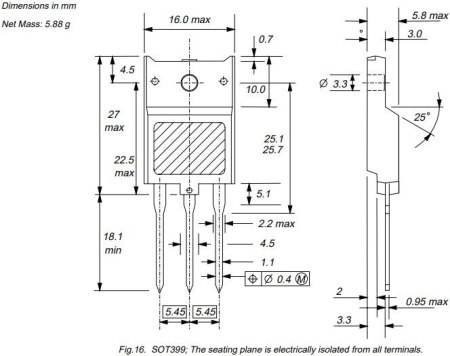 транзистор BJT BU2515DX 800V 9A NPN SOT399 45W