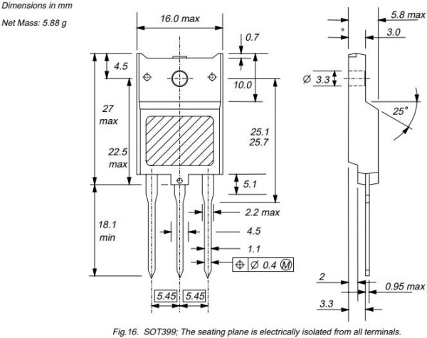 транзистор BJT BU2515DX 800V 9A NPN SOT399 45W