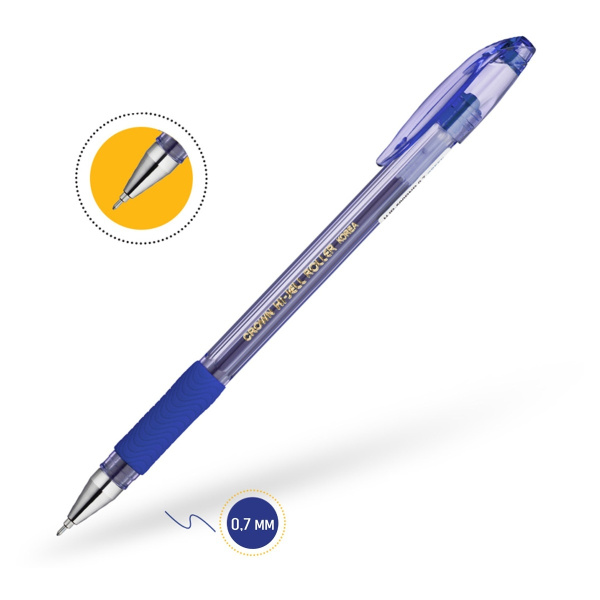 Ручка гелевая CROWN "Hi-Jell Needle Grip" синяя 0,7мм HJR-500RNB