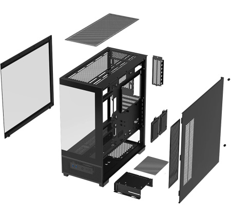 Корпус ATX Б_БП XASTRA Q500-0F Black (USB3.0,Audio,черный,no fans,CPU Cooler до 160мм, VGA до 405мм,"аквариум")[Q500-0F]