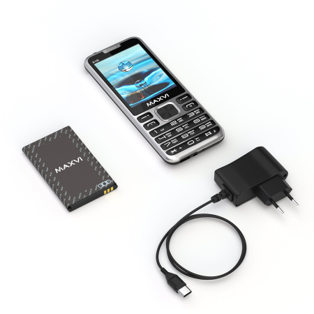 Сотовый Maxvi X10i Metallic silver 2sim/2.8"/320*240/microSD/0.3МП/Bt/1600мАч/моноблок